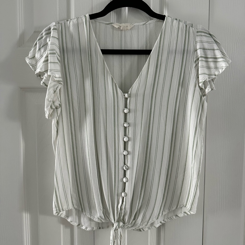 Chic White Striped Button-Down Blouse